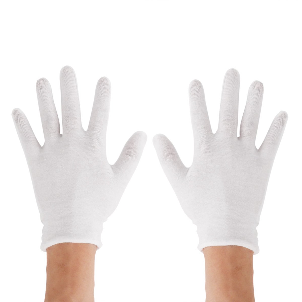 renvena White Cotton Gloves Coin Jewelry Silver Inspection Gloves Cosmetic Inspection Premium Cloth Quality Wristband White 3 Pairs