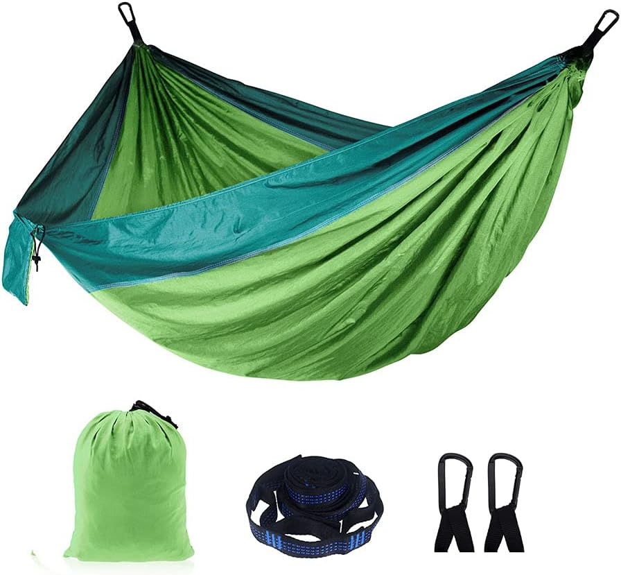 Outdoor Camping hammocks, Single and Double Portable hammocks with 2 Tree Straps, Lightweight Nylon Parachute hammocks, Suitable for Backpacking, Traveling, Beach, Hiking, Backyard, Patio