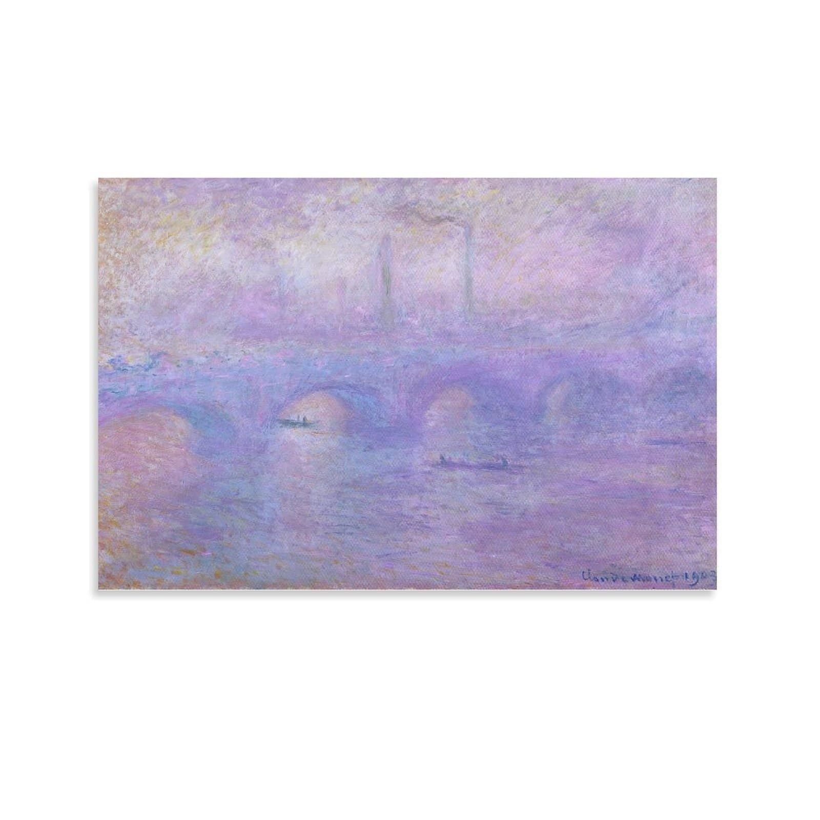Waterloo Bridge in Fog, 1899-1901 by Claude Monet Wall Art Prints Poster Wall Art Poster Scroll Canvas Painting Picture Living Room Decor Home 24x36inch(60x90cm)