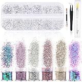  HOWAF 6 Pot Beauty Nail Glitter Sequins with Brush for Nail Face Body HairArt Decoration