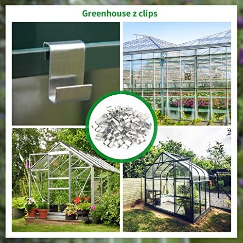 KINGLAKE 100 Pcs Greenhouse Glass Z Clips - Stainless Steel - Glazing Overlap Z Clips for Fixing Aluminium Greenhouses Panels, Polycarbonate Glass Panes