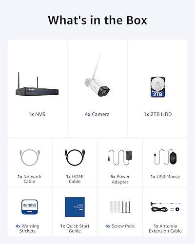 Miniatura 9 de ANNKE Sistema de cámara inalámbrica, NVR de seguridad 4K expandible de 16 canales, 4 cámaras exteriores de 3MP, audio de 2 vías, WiFi de doble