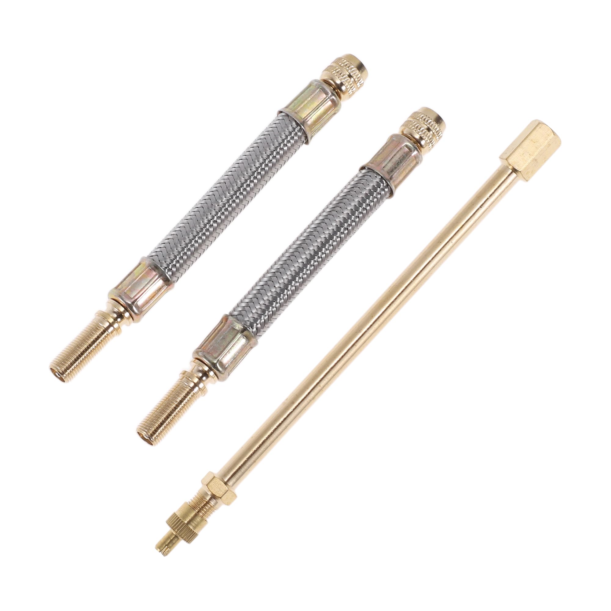 Partuto 1Set 180 Dergee Copper Tire Valve Extension with Durable Stainless Steel 125mm Tyre Valve Inflation Adapter for Car Motorcycle RV Truck Bike