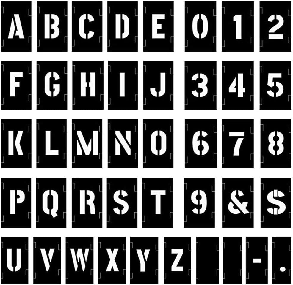 Letter Stencils Stencil Kit, 2 Inch Plastic Letters and Numbers Interlocking Stencil Set 138 Piece