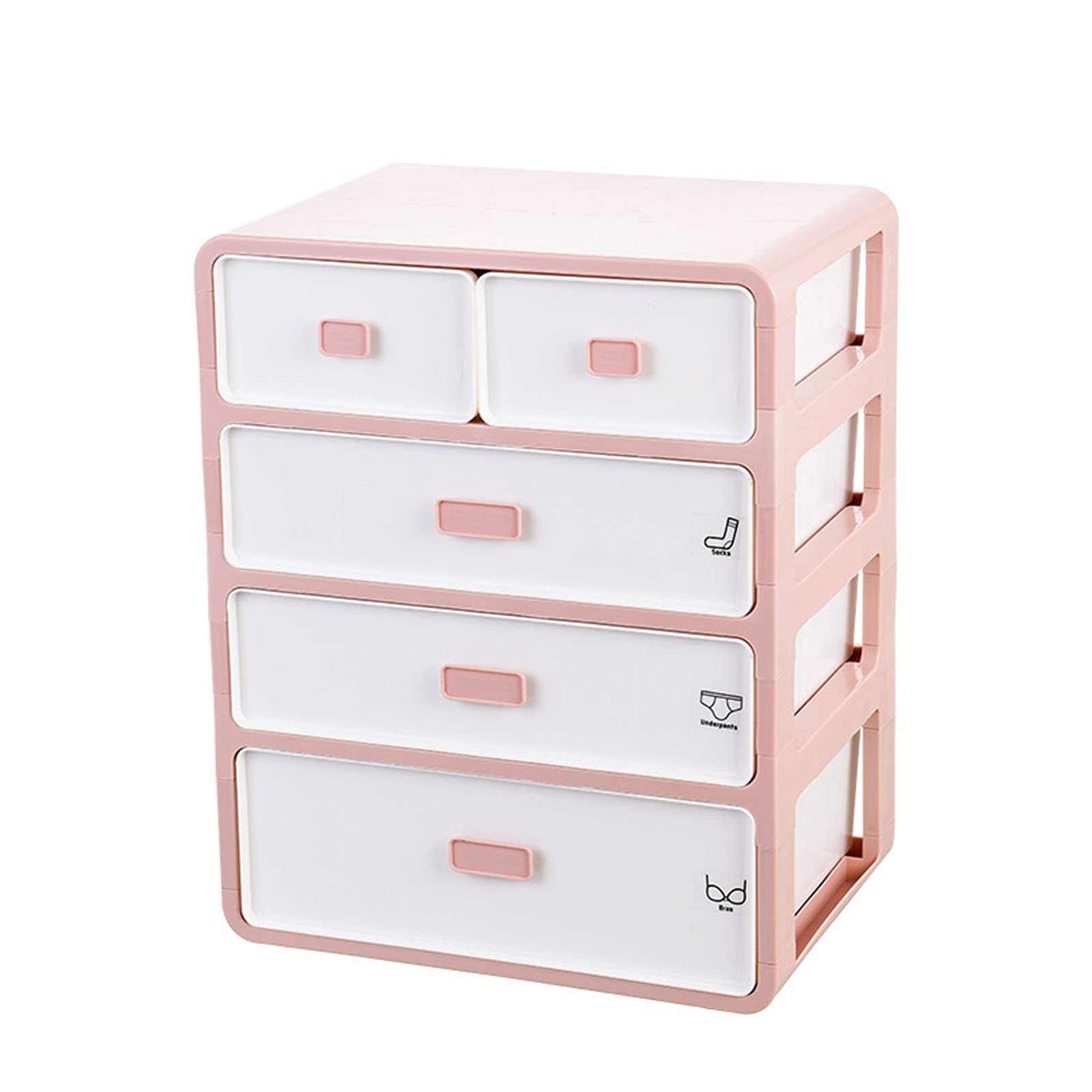 Fockety Armoire de Rangement pour sous-vêtements Compartiment en Maille Matériau PP Réduire l'encombrement Organisateur de sous-vêtements Chaussettes de Soutien-Gorge à 4 Couches Conception de (Rose)