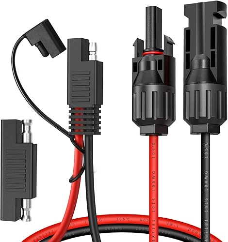 Miniatura 7 de ELECTOP Cable de conector de panel solar, conector SAE de 10 AWG a conectores solares macho y hembra, cable de extensión fotovoltaica para panel