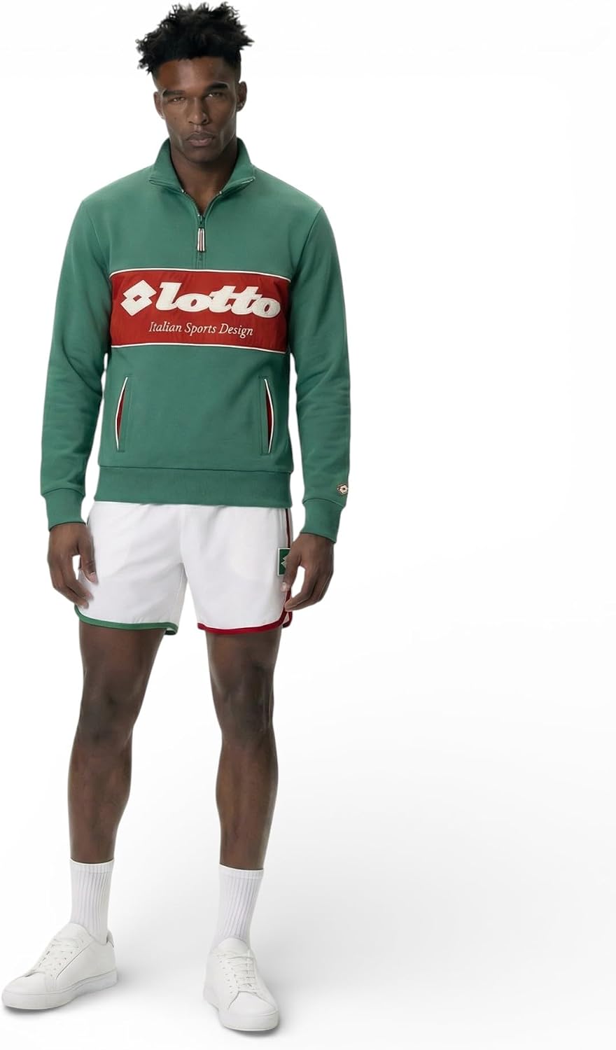 Lotto Uniforme ¼ Zip Men’s Pullover - Stand Collar with Rib Cuffs/Hem, Chest Features Woven Chenille Lotto Detailing