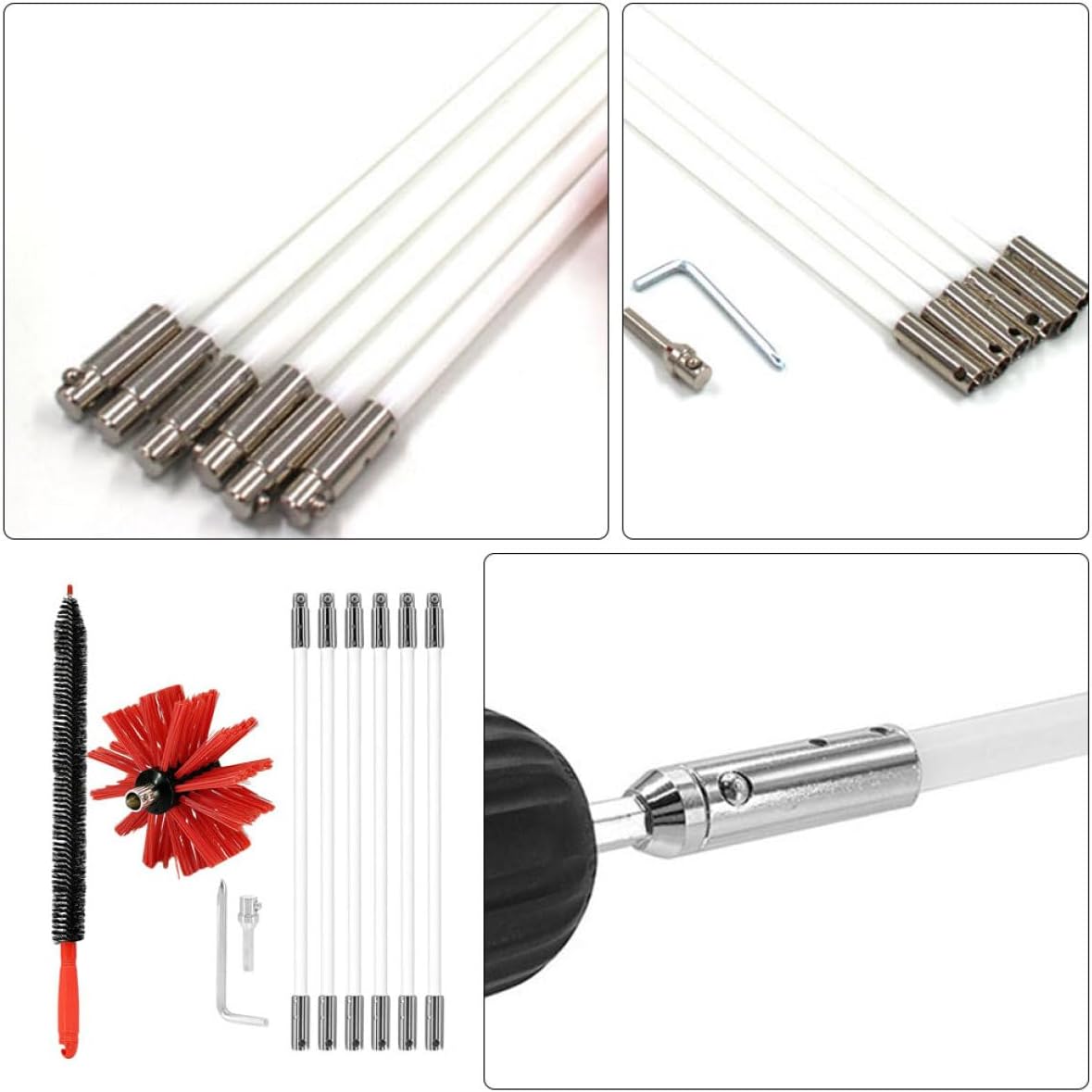 Uonlytech Chimney Brush Dryer Vent Brush Cleaning Tool 6 Flexible Rods for Dryer Vent and Flue Pipe Maintenance