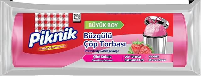 Piknik Çöp Torbası Büzgülü Büyük 10'li Çilek 2102 — Amazon ürün görseli