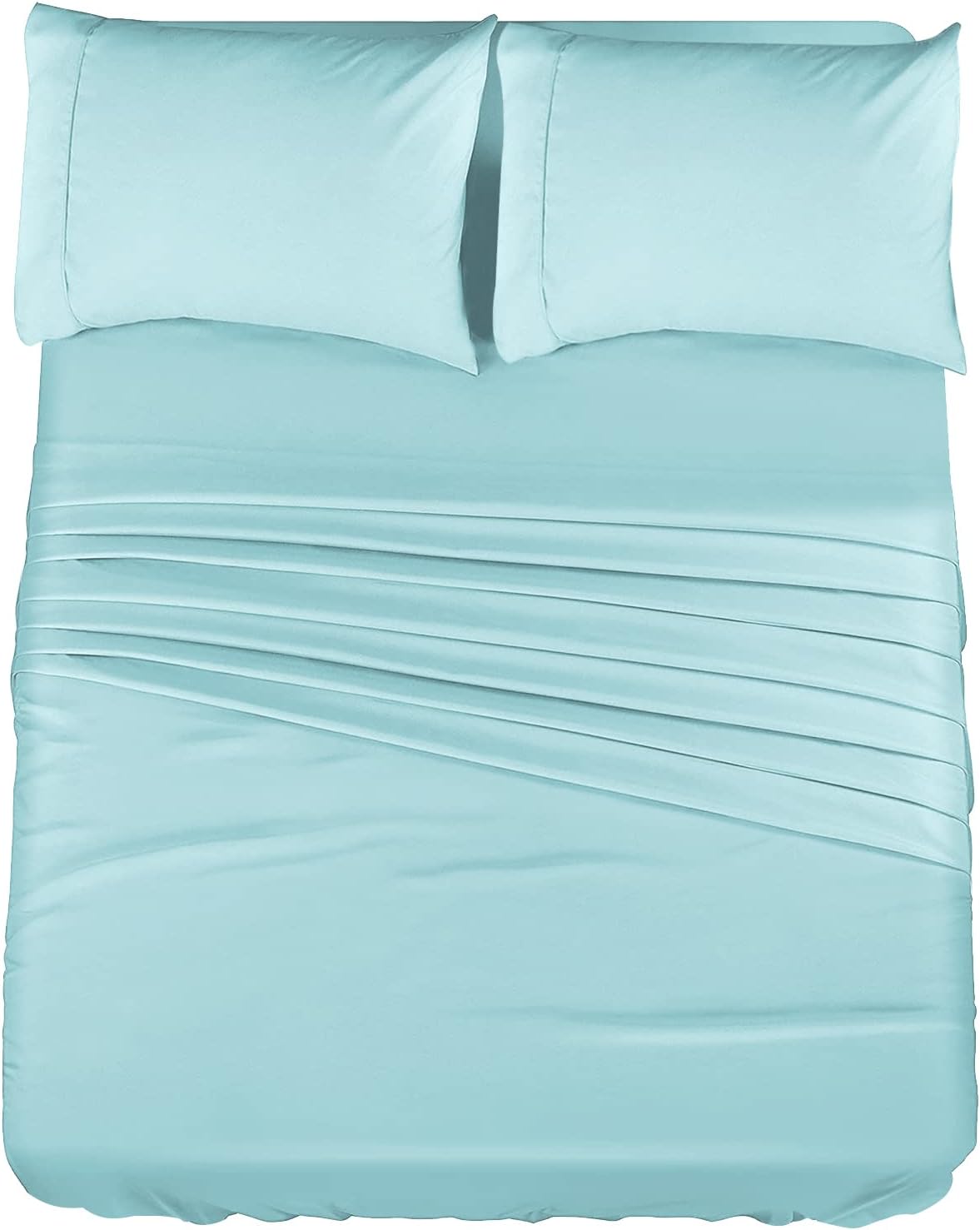 MOONQUEEN Lightweight Bedding Queen Bed Sheets Set - 95 GSM 4 Piece Bed Sheets Set - Microfiber Bed Sheet Set with 16" Deep Pockets - Shrinkage and Fade Resistant - Easy Care (Queen, Aqua Blue)