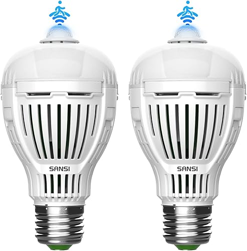 SANSI Bombilla LED A19 con sensor de movimiento, equivalente a 100 W, eficiencia energética, 13 W, 5000 K, luz diurna de 1300 lm, luces de base
