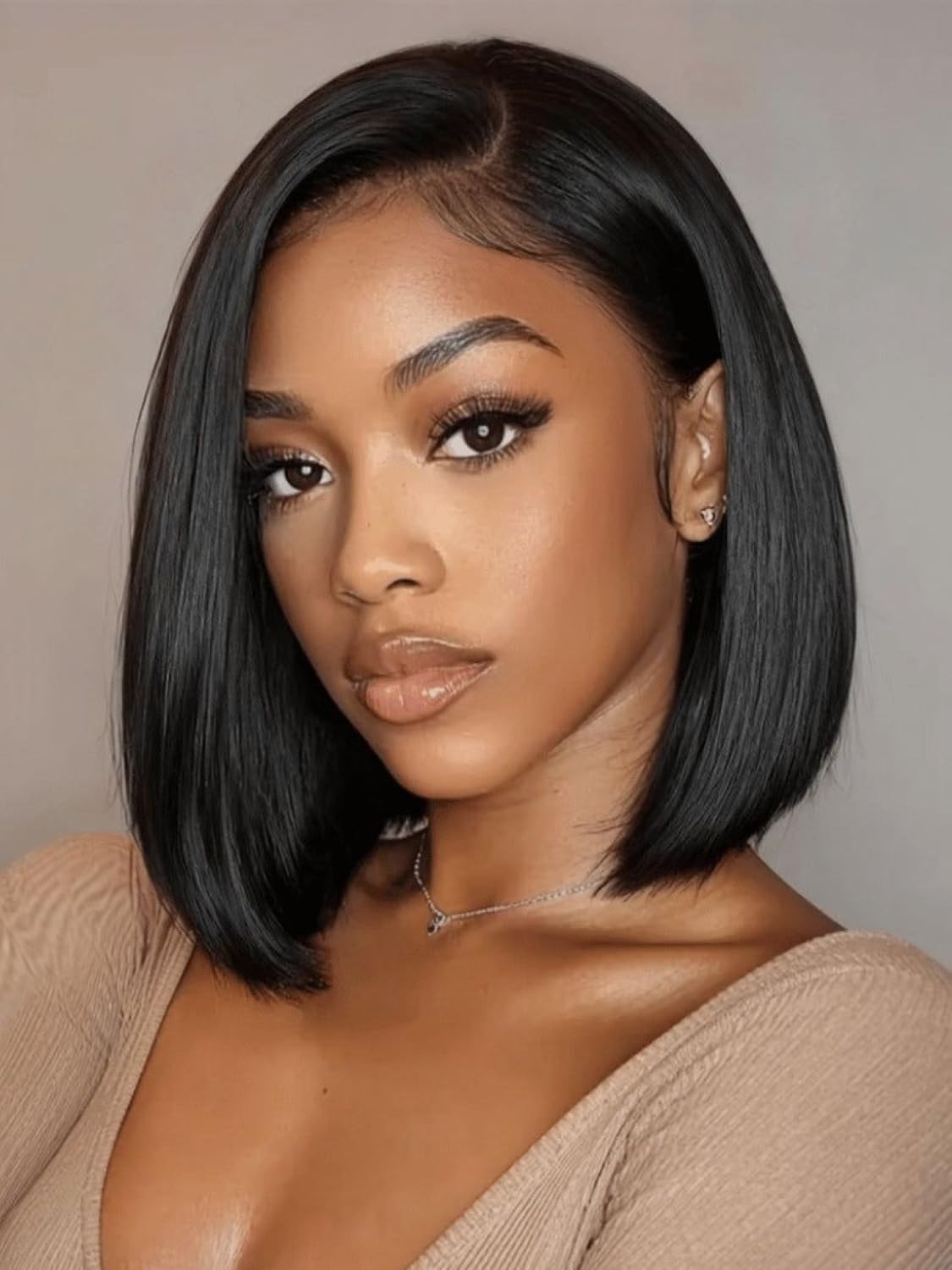 ISEE Hair Wear Go Glueless Wigs Human Hair Pre Plucked Pre Cut 10 Inch Bob Yaki Straight 9x6 Tpart Lace Front Wig With Drawstring Pre Everything Ready to Wear Wig 180% Density for Women