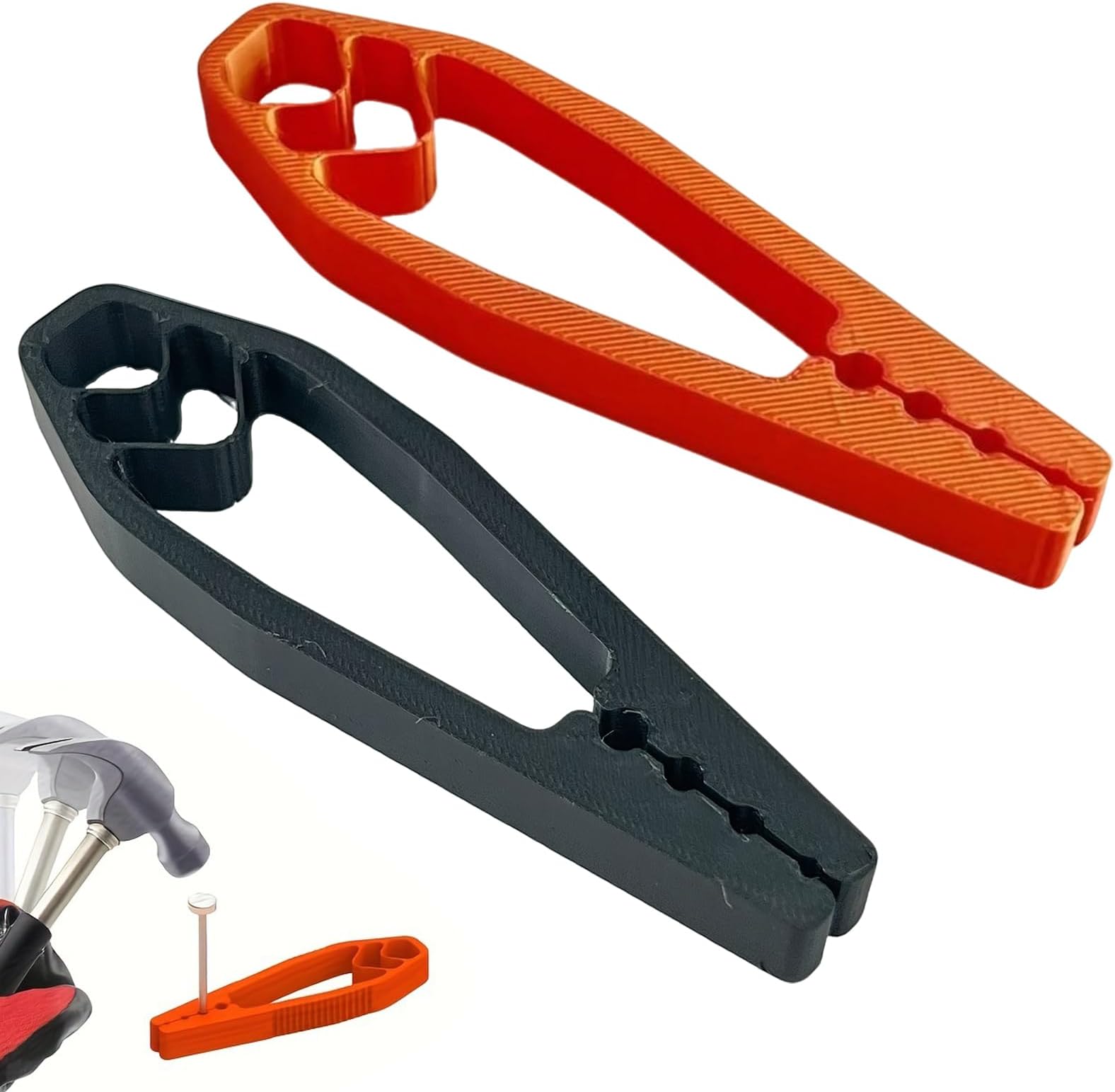 2pcs Nail Holder for Hammering Portable Screw Fixing Tools and Plastic Pliers, Holding Clamp for Woodworking DIY Stable Finger Protection, Nail Hammer Tool for Easy Hitting Nails