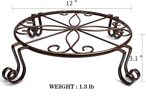 Miniatura 2 de Yimobra - Base de metal para macetas de alta resistencia para interiores y exteriores. Soporte circular de hierro inoxidable para jardín. Color