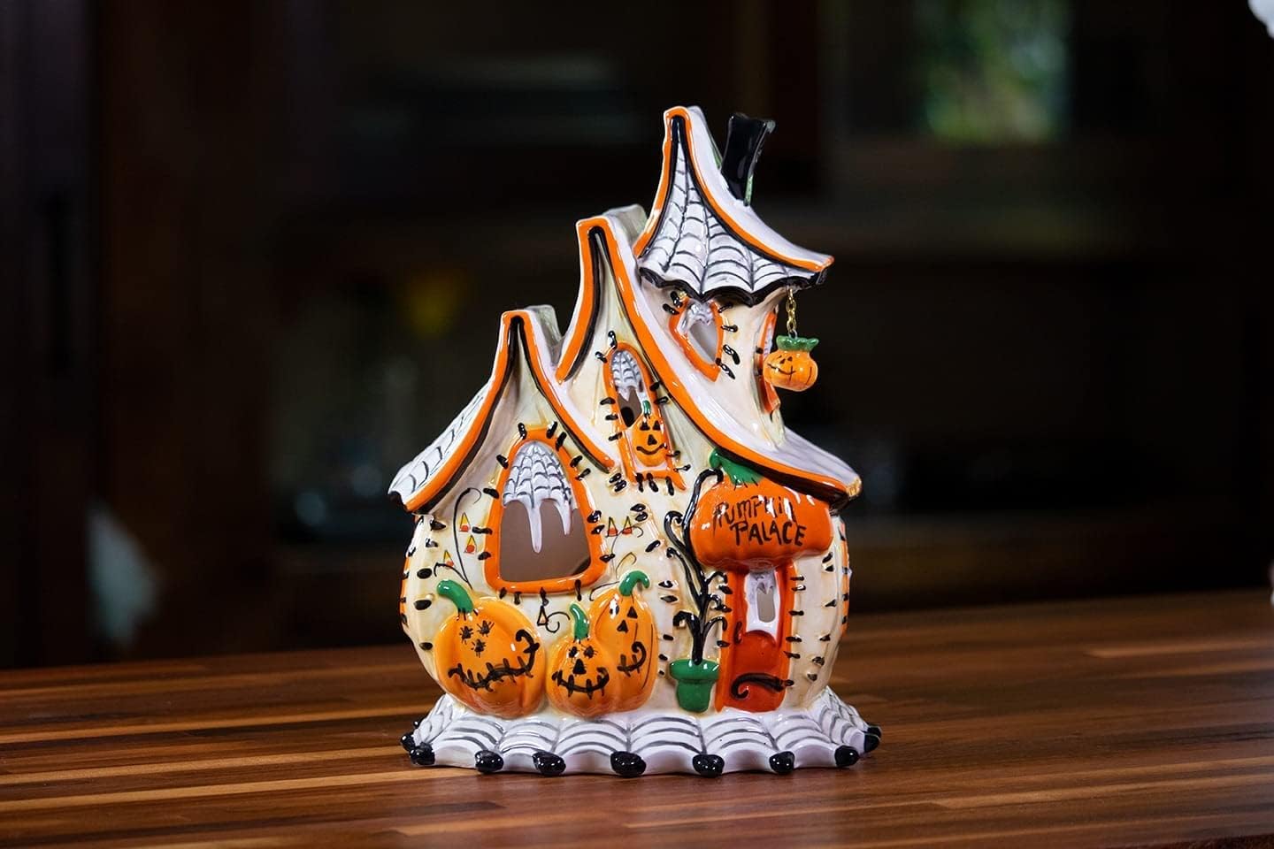 Blue Sky Ceramics Pumpkin Palace Candle House, Multi (18417)