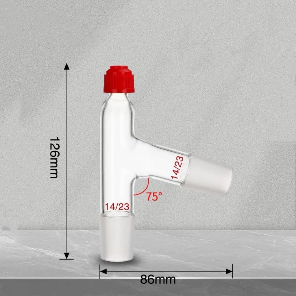 3-Way Glass Thermometer Adapter - Compatible with 14#, 19#, 24#, 29# Lab Glassware(75 Degrees 14X14)
