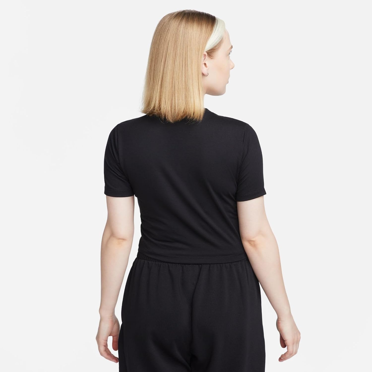 Essential Slim Crop Womens Short Sleeve Shirt (Black)