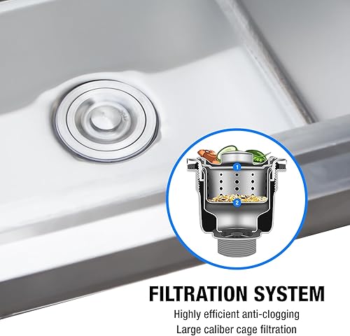 Miniatura 5 de DuyviSteil - Fregadero multifunción de acero inoxidable para cocina comercial y al aire libre, fregadero doble o uso en restaurante (40 x 24 x 32