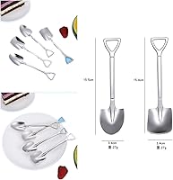 Vista 3 de Juego de 4 cucharas de pala de postre de frutas, cucharas de acero inoxidable de 6 pulgadas para postre café, té, helado, pastel de frutas