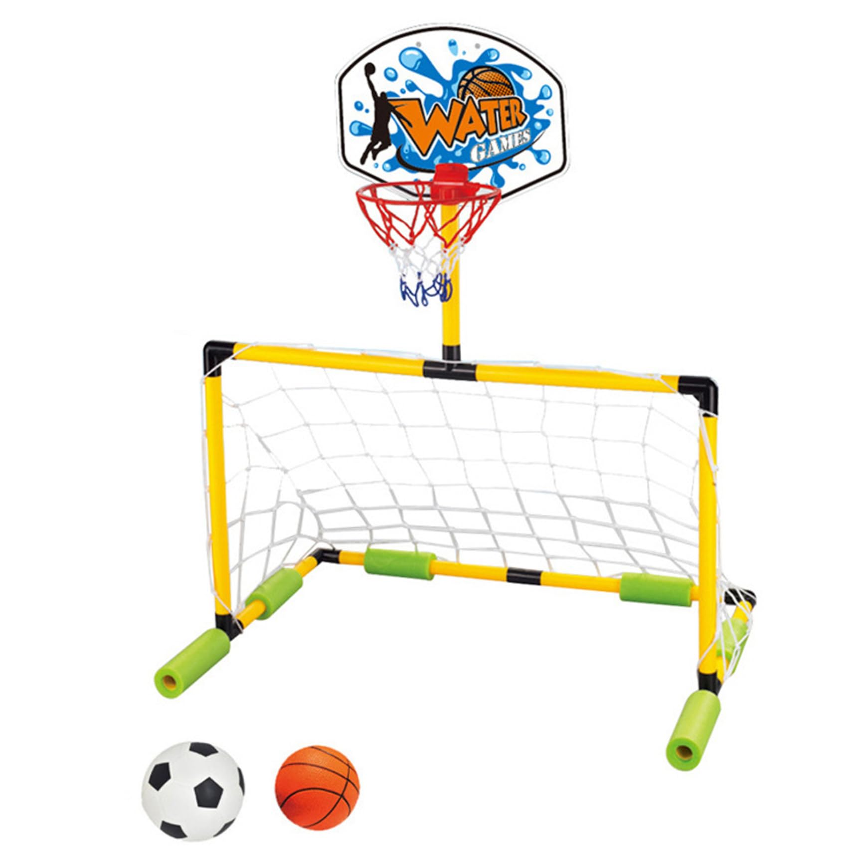 Cerceau de Basket-Ball Flottant pour Piscine 2 en 1, But de Football et Panier Basket-Ball Piscine détachable avec 2 balles pour Enfants et Adultes