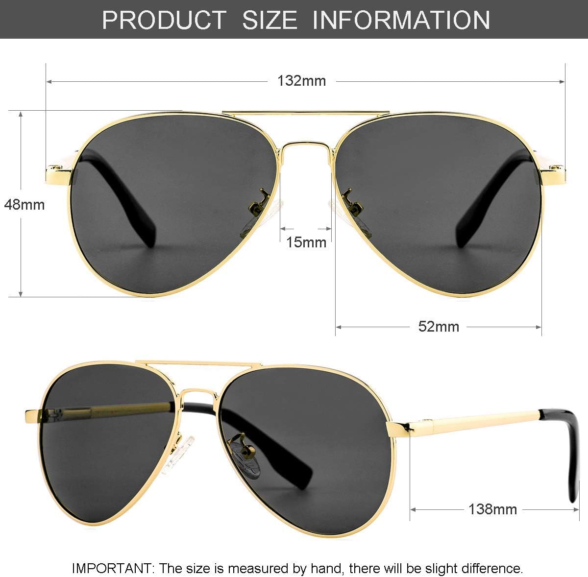 Gleyemor Polarized Aviator Sunglasses for Small Face Women and Men, 52MM Small Aviators 100% UV Protection - Image 6