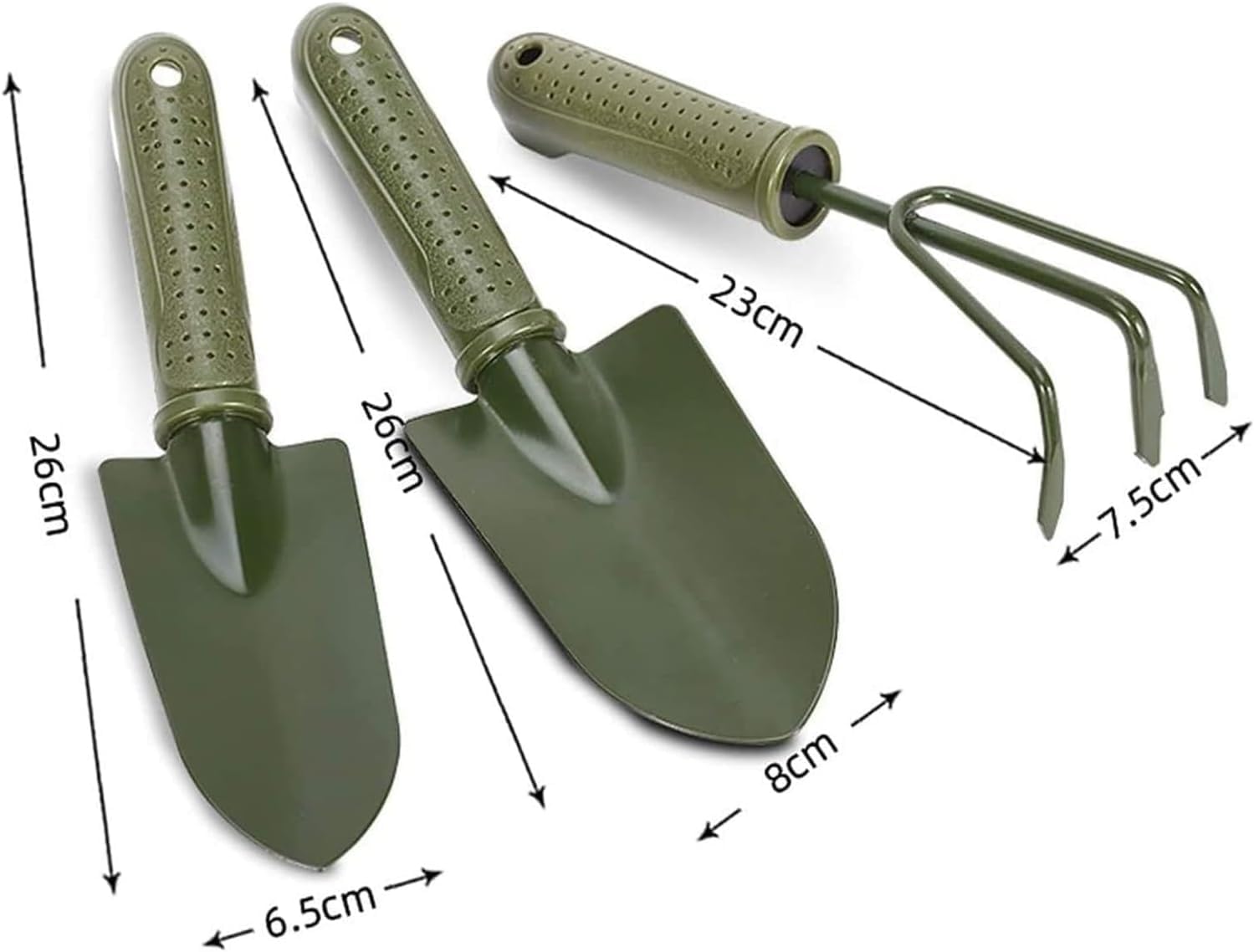 Attrezzi da Giardinaggio in ghisa, Set di Attrezzi da Giardino Verdi in Acciaio Inossidabile PP, Confezione da 3 Attrezzi for fiorire cazzuola, forchetta e Vaso