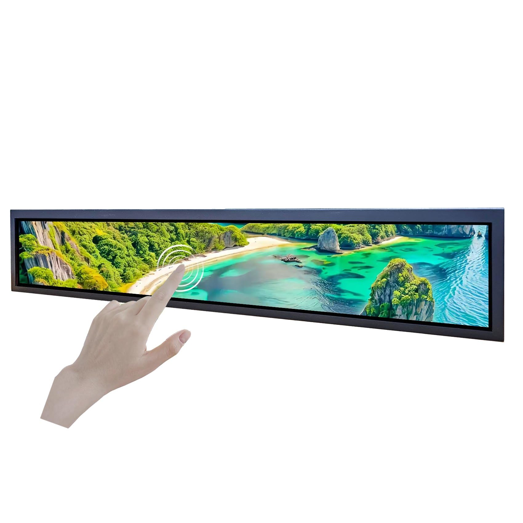 VSDISPLAY 24" 1920x360 rozciągnięty pasek LCD monitor dotykowy | 10 punktów Multi-Touch, obsługa autoodtwarzania, autokopiowania wideo,płyta Android 11