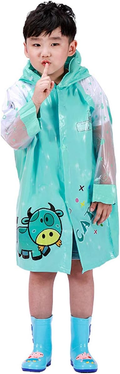 Jun Jiale Kids Rain Jacket Hooded Raincoats for Girls Boys Waterproof Windproof Size