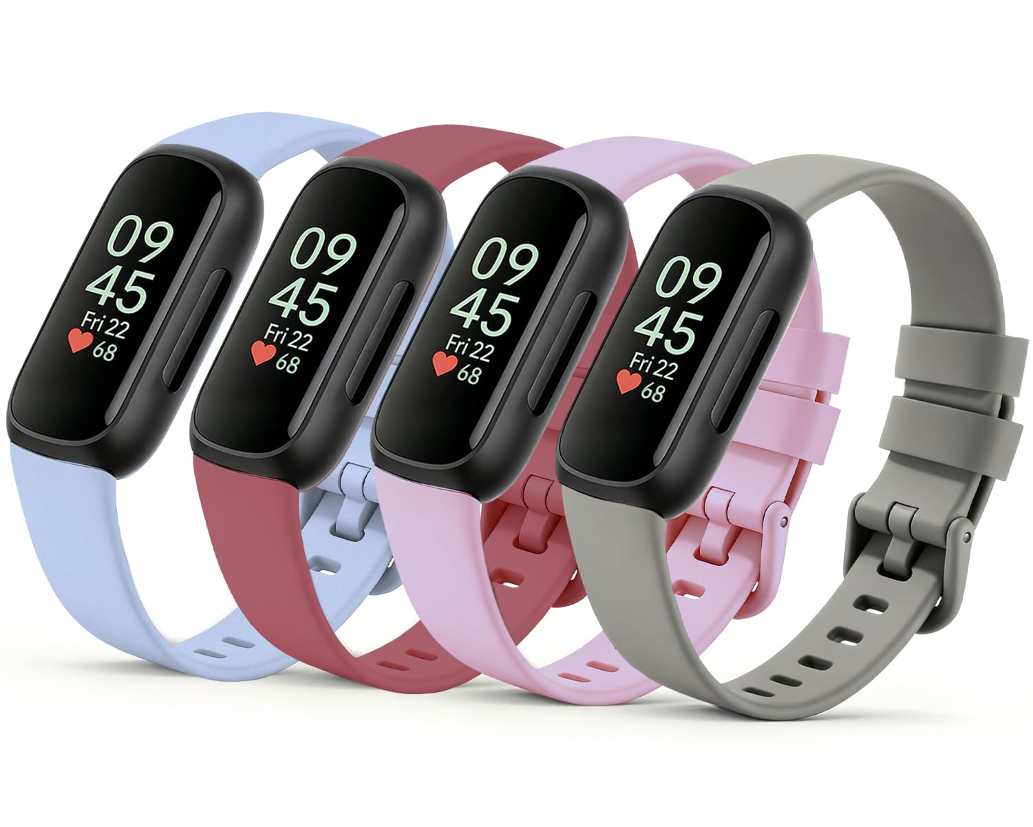 Tacitmeet 4 Pack Straps Compatible with Fitbit Inspire 3 for Women Girls & Kids, Adjustable Soft Silicone Replacement Strap Watchband Accessories