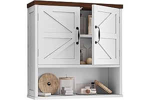 Farmhouse Bathroom Wall Cabinet with Sliding Barn Doors