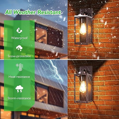 Image of BesLowe Outdoor Wall Light, Modern Exterior Porch Sconce Lighting, Brown | Waterproof, Rust-Resistant, Durable Metal with Clear Glass, Standard E26 Socket, Easy to Install