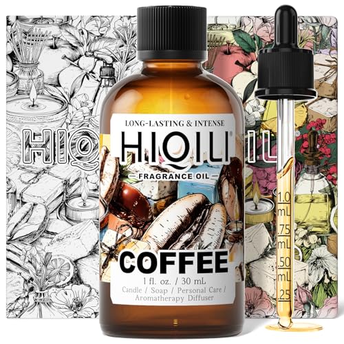 HIQILI Coffee Fragrance Oil for Scent Diffuser & Humidifier Perfect for Candle Soap Perfume Making New Car & Home - 1 Fl Oz
