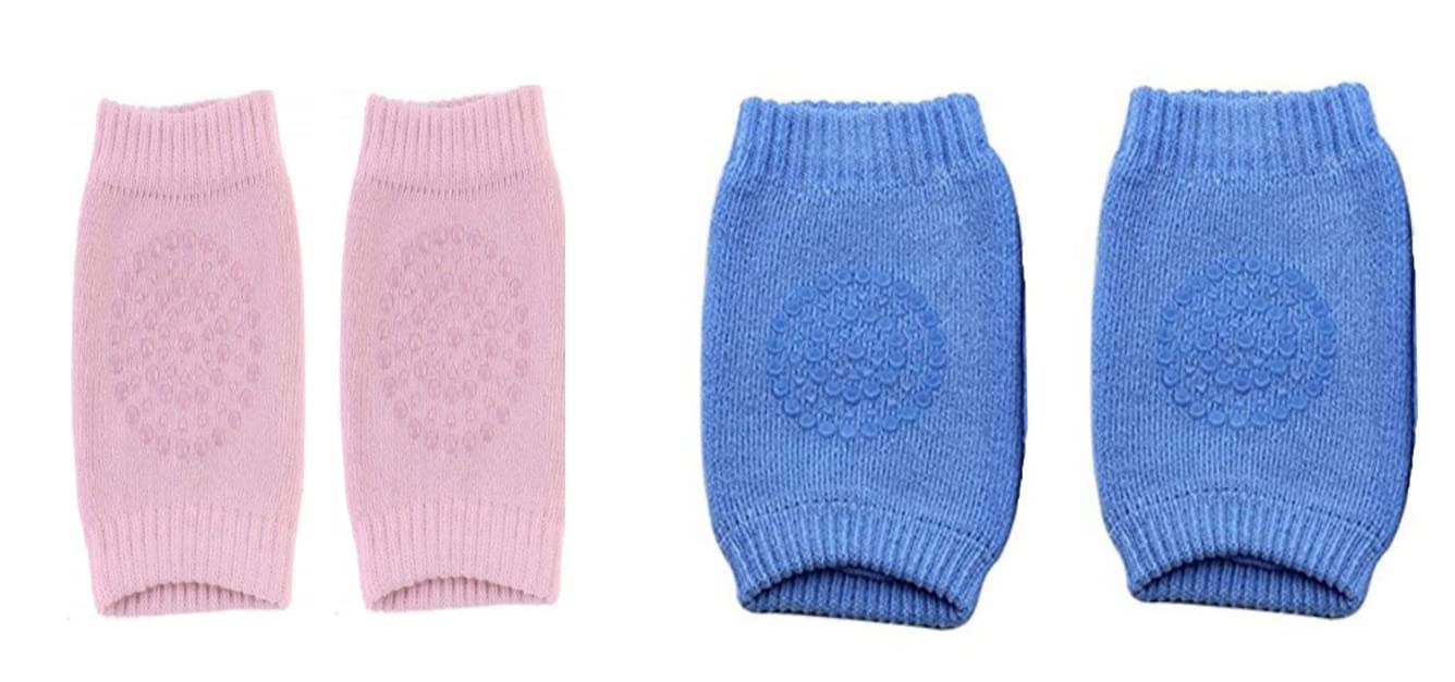 The Cheeky Kidzz Pack of 2 Baby Knee Elbow Pads Stretchable Anti-Slip Cotton Comfortable Breathable Pads/Guard Baby Leg Warmer for Safe Crawling (Design 12)