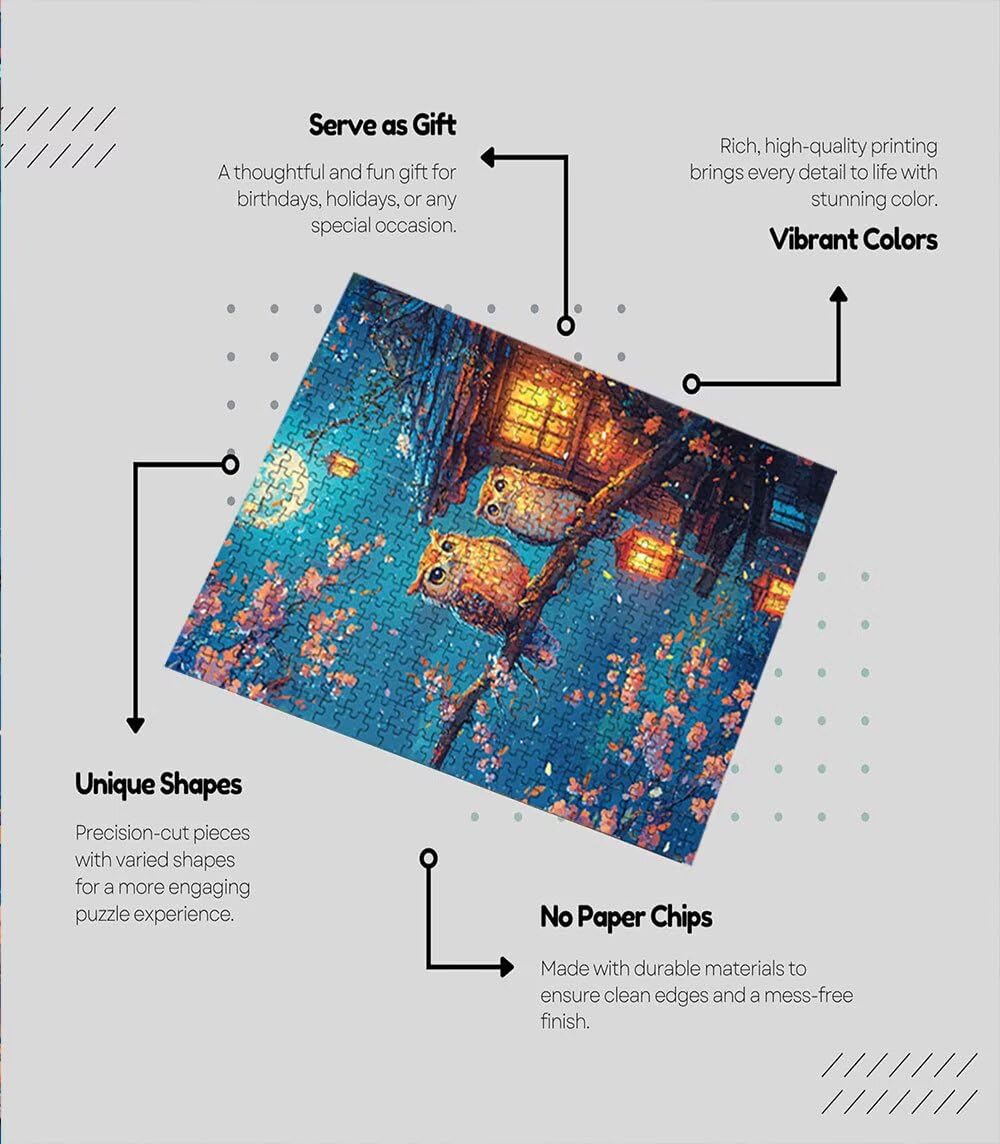 Puzzle 3000 Pezzi Vista Notturna Gufo 3D Puzzle per Adulti Impegnativo, Educa Puzzles Artistico, Divertente E Stimolante Puzzles Decorativo per La Famiglia, Regalo e Decorazione Pareti BXHZW6-1009