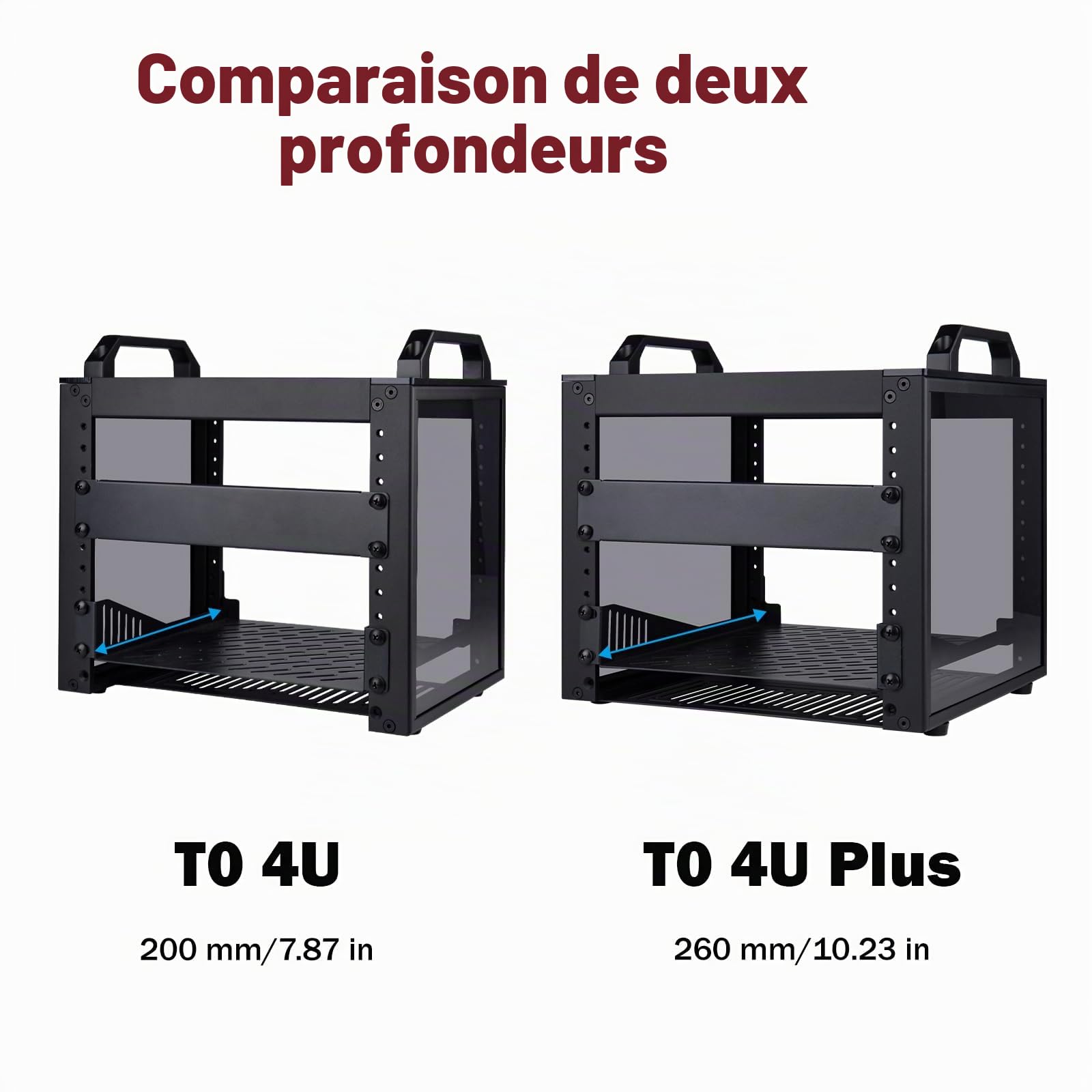 GeeekPi Rack de serveur 4U, rack réseau de 25,4 cm pour serveurs, réseau, équipement A/V, DeskPi RackMate T0 Plus Rack Mount, 260 mm de profondeur (noir, 26 cm de profondeur)