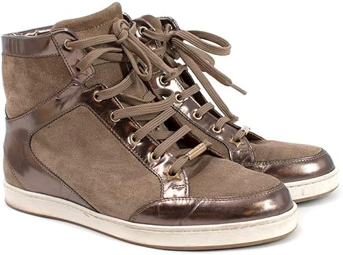 Jimmy Choo Zapatillas Altas de Cuero y Ante marrón Segunda Mano