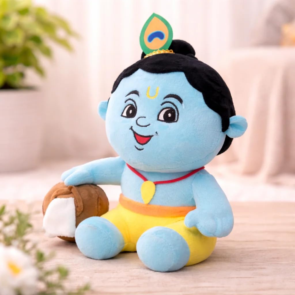 AVSHUB God Soft Toy for Kids Divine Mantra Chanting Baby Krishna Matka with 3 Preloaded Mantras & Aartis, Musical Soft Plush Toy, Return Gift for Infants, Toddlers & Kids (Medium - 25 Cm)-image-43