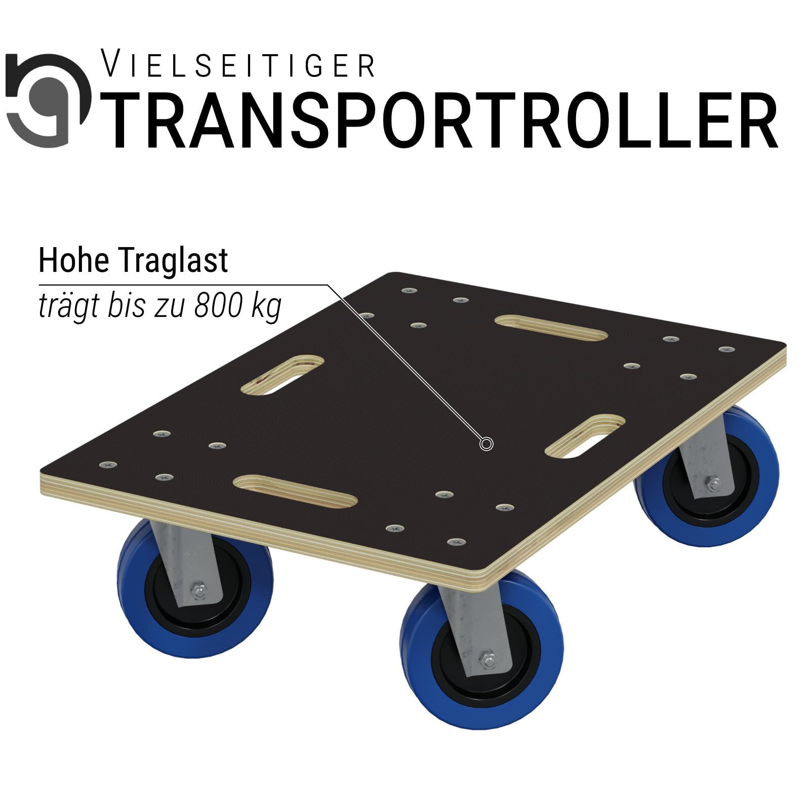 HAGO 24 rotelle per mobili senza freno, in 35 x 50 cm, per carichi pesanti fino a 800 kg, con maniglie, carrello di alta qualità per trasloco, stabile aiuto per il trasporto con ruote