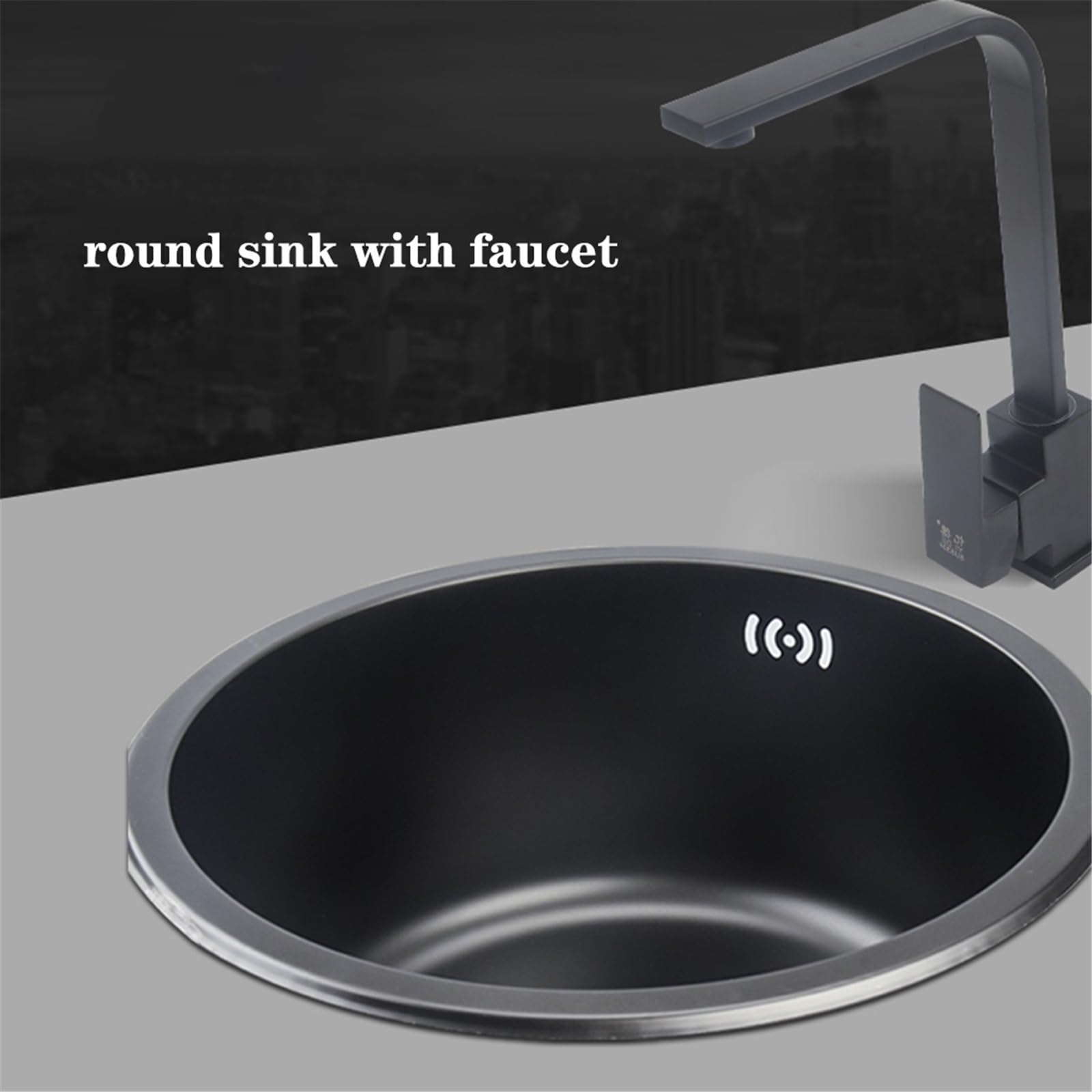 Fregadero de Cocina Redondo bajo encimera con sifón – Mini Barra empotrada de Acero Inoxidable para reformas del hogar, Ahorra Espacio (28 * 28 cm)
