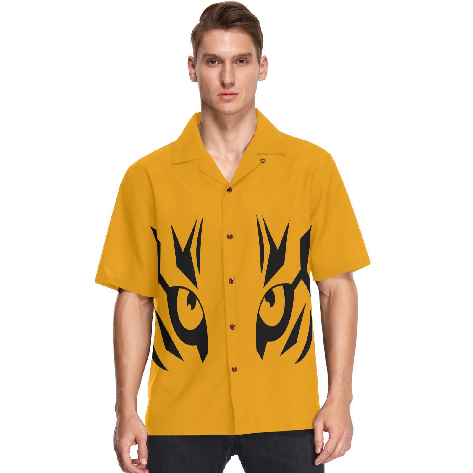 visesunny Eye of Tiger Animal Hawaiian Shirt Casual Men Button Down Casual Shortsleeve Unisex Beach Aloha Shirts Multicolor