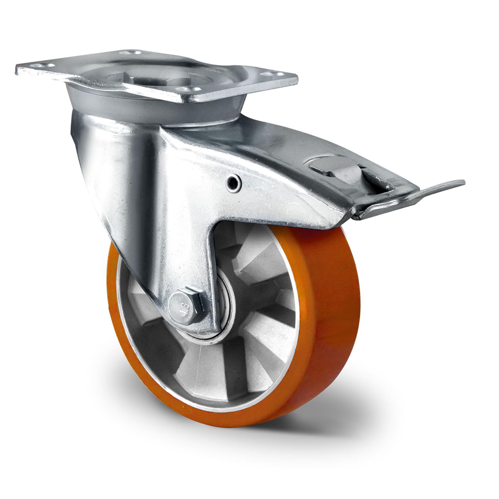 Lot De 2 Roues Encastrables 20cm - Jante Aluminium, Double Roulement à Billes, Charge Dynamique 800kg - 3