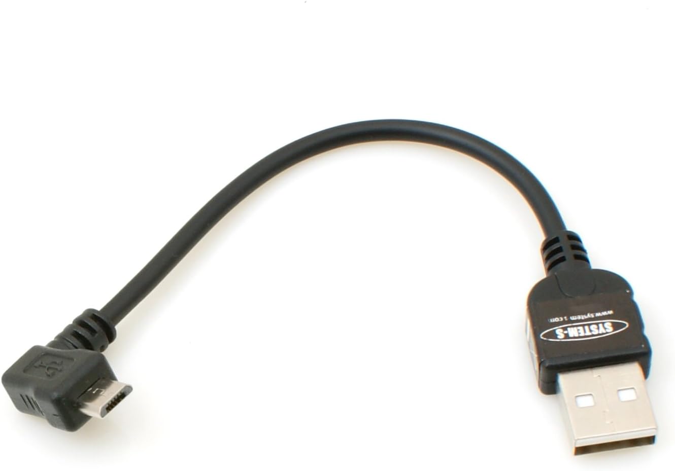 System-S 10 cm Micro USB 2.0 Cable Left Angled 90 Degree Angle Adapter