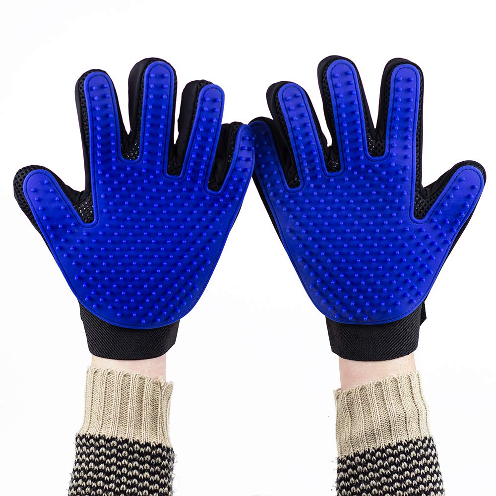 Vertall (Updated Version) Pet Grooming Gloves - Deshedding Mitt to Brush and Remove Pet Hair - Gentle Detangle for Dogs, Cats, Horses with Long & Short Fur - 1 Pair