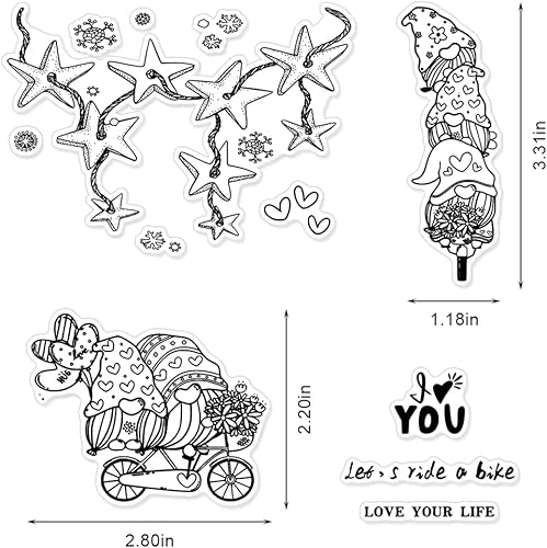 Miniatura 2 de Sellos transparentes de flores para el día de San Valentín para hacer tarjetas, gnomos, estrellas, corazón, copo de nieve, palabras, sellos de goma