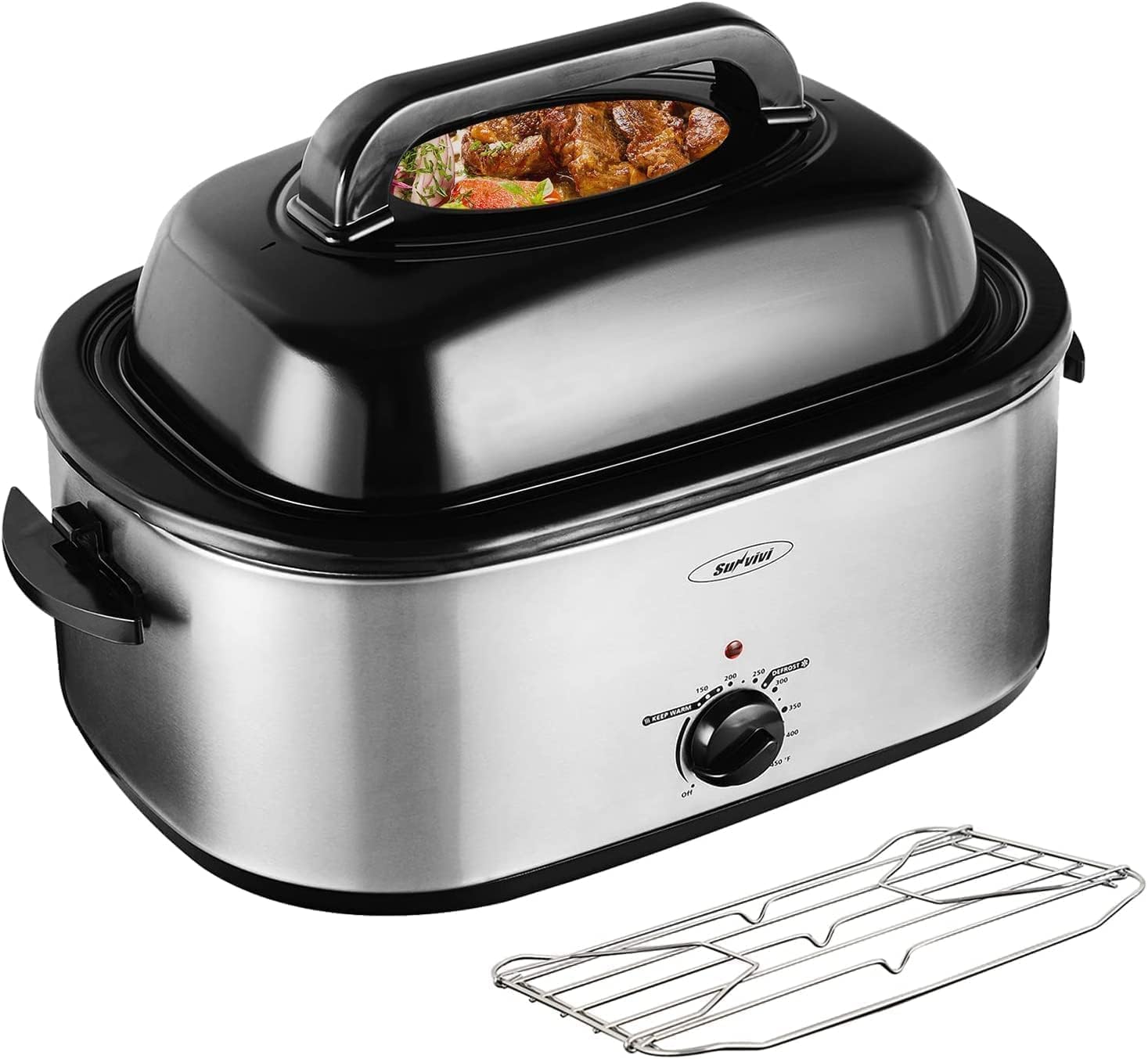 Sunvivi Electric Roaster Oven with Removable Pan, 20Qt Roaster Oven with Viewing