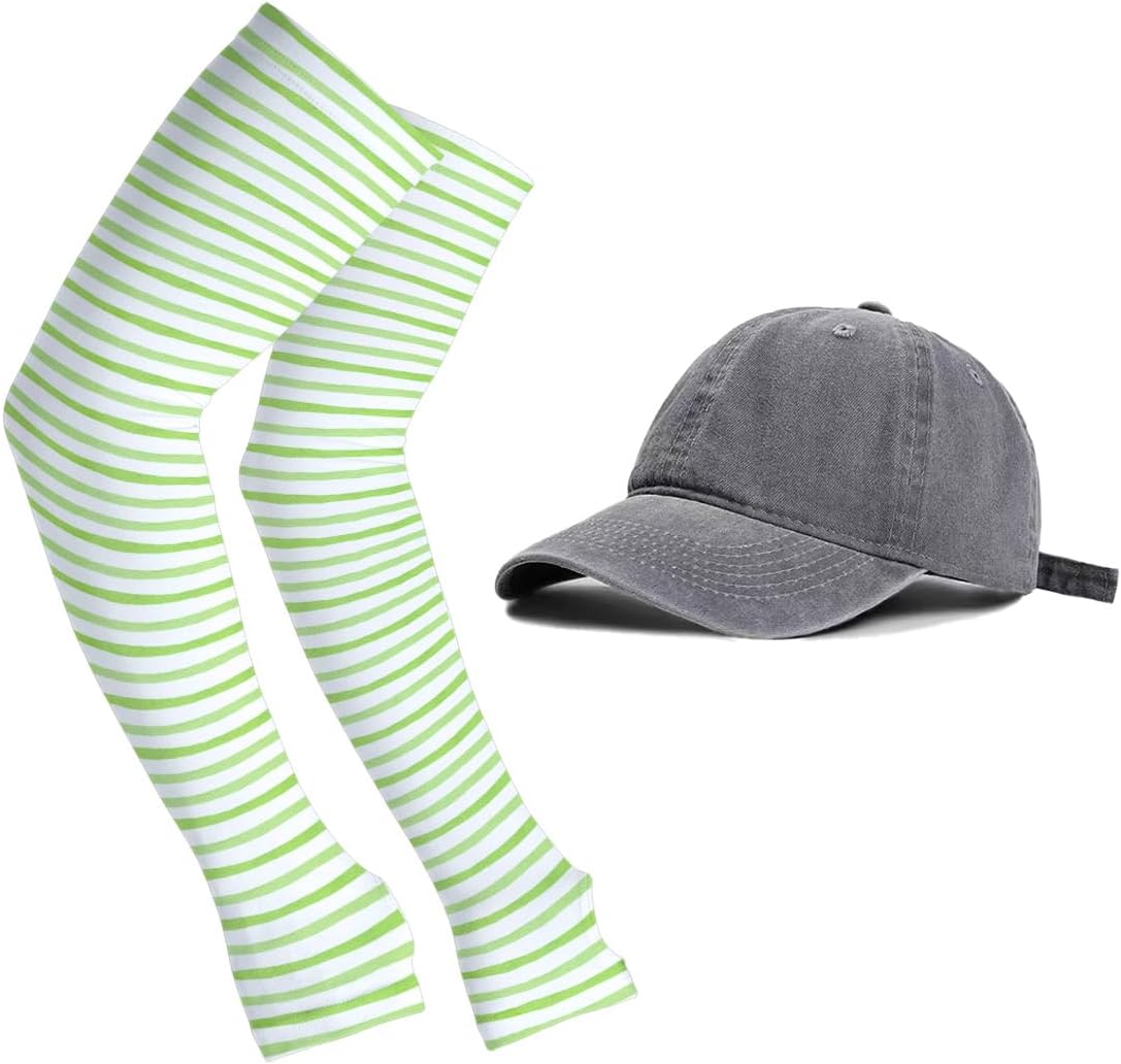 Baseball Cap and Cooling Arm Sleeves Set, Uv Protection Wear for Outdoor Sports Travel and Daily Casual Activities