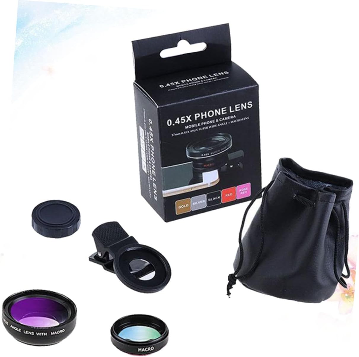 DOITOOL Universal Phone Lens Clip 0.45X Wide Angle and Macro Two-in-One Mobile Phone Camera Lens with 49Mm Uv Filter for Enhanced Smartphone Photography