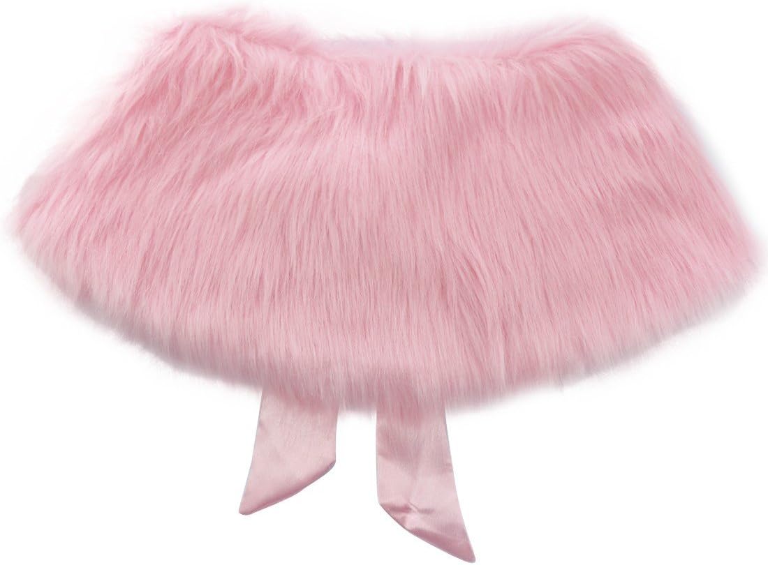 FEESHOW Flower Girls Faux Fur Wedding Shawl Wrap Stole Princess Shoulder Cape Bolero Shrug