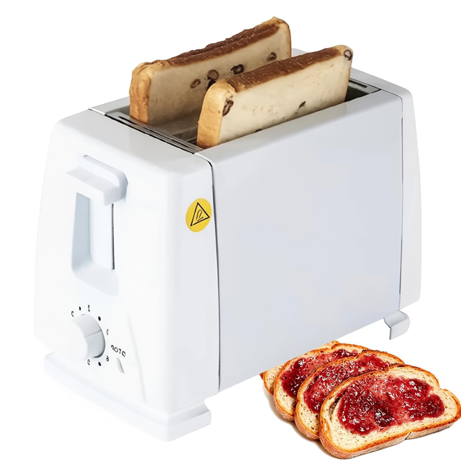 Tostadora De 2 Rebanadas Con Ranuras Anchas, Tostadora Eléctrica Rápida Para Pan En El Desayuno, Tostadora Pequeña De Cocina Con 6 Niveles De Dorado Y Bandeja De Migas Extraíble, 650w white
