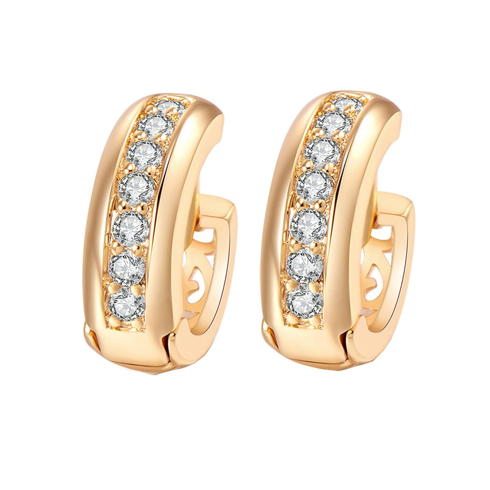AMDXD Pendientes de aro de oro de 9 quilates, diseño hueco con moissanita, para mujer, pequeños Au 375
